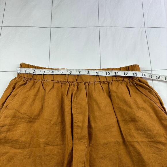 Everlane Shorts Womens Medium Orange Brown Linen Boxer Relaxed Pull On Travel - Picture 9 of 14